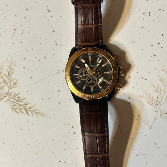 Tina Gold and Brown Chronograph Watch - Picture 2 of 6
